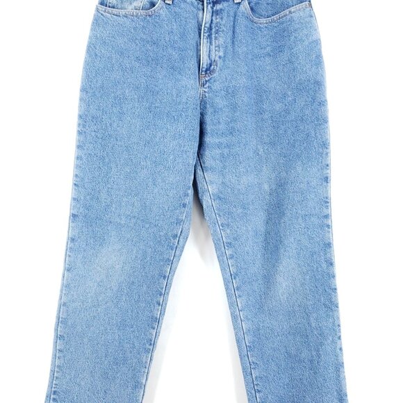 L.L. Bean Relaxed Fit Flannel Lined Jeans Womens Size 12 Petite Straight Leg - Picture 2 of 10